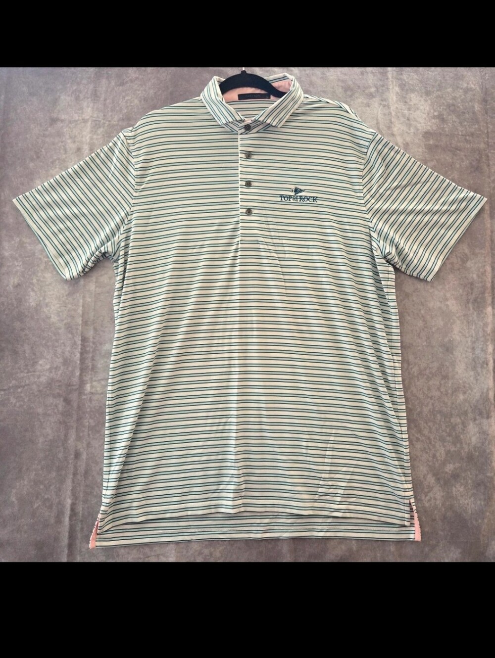Greyson "Top of the Rock" Striped Performance Golf Polo Shirt - Men's Large